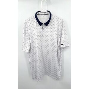Obla Performance Polo Shirt Mens XL White Golf Print Short Sleeve Collared